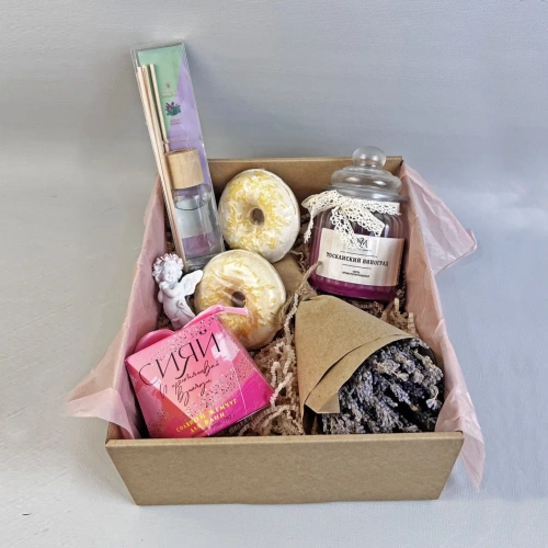 Подарочный набор "Вместо тысячи слов" бомбочки для ванны, ангел, аромасвечи, аромадиффузер 69428