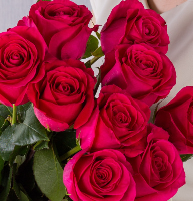 Букет из 9 розовых роз с крупным бутоном 60 см, 36399