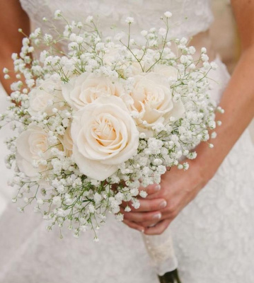 Букет "Улыбка ангела" из розы эквадор и гипсофилы. 6262